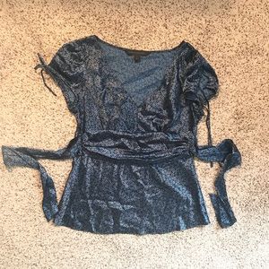 Express Design Studio Silk Floral Top with Ties S